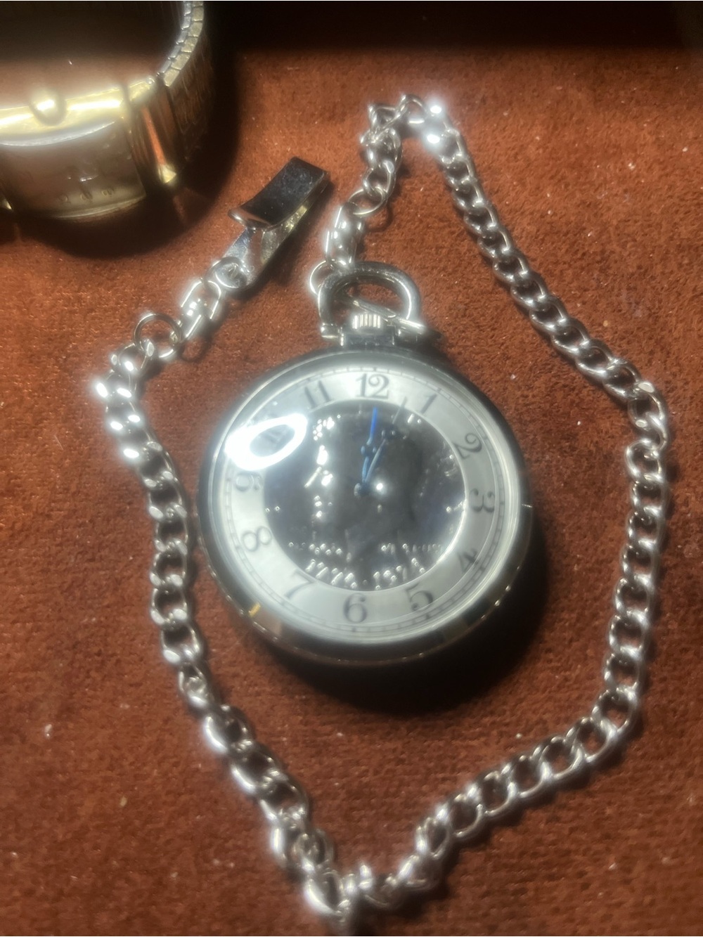 Classic Silver Pocket Watch with Chain - Men Accessories NIB